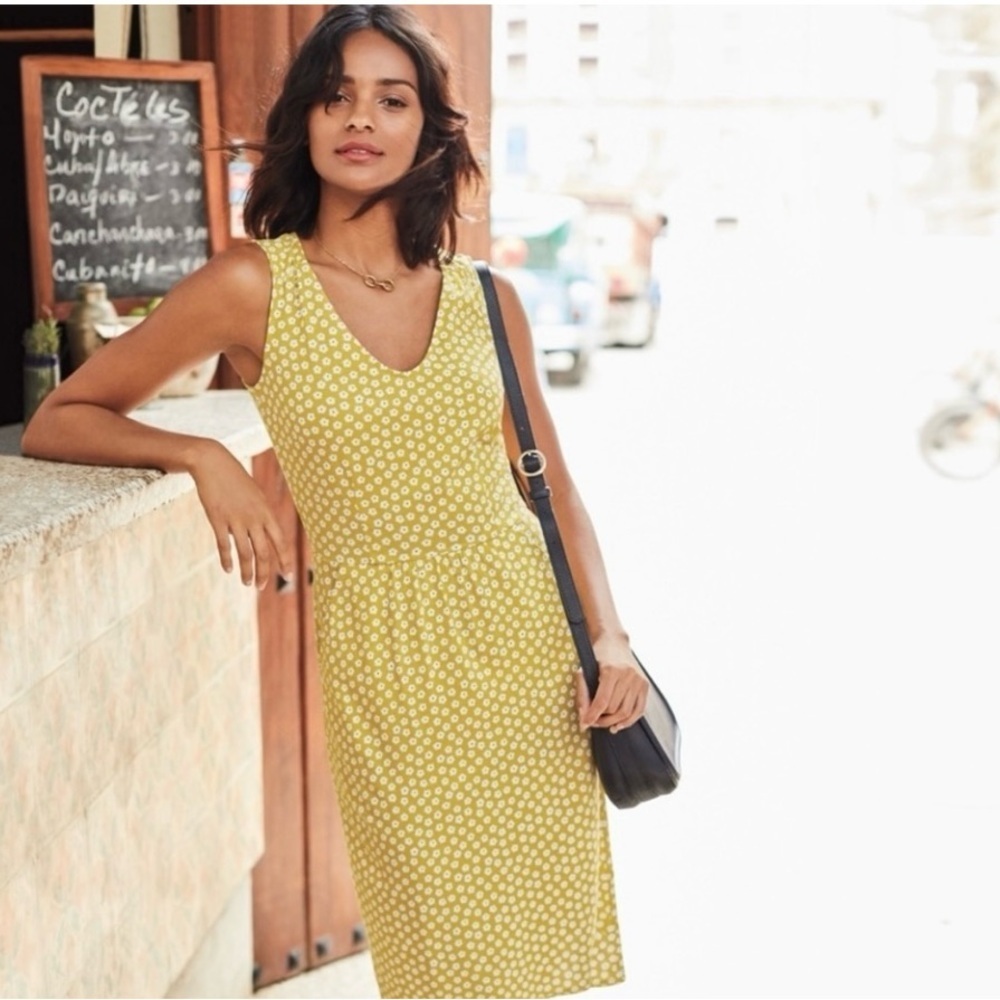Boden Melinda Yellow Floral Sleeveless Dress